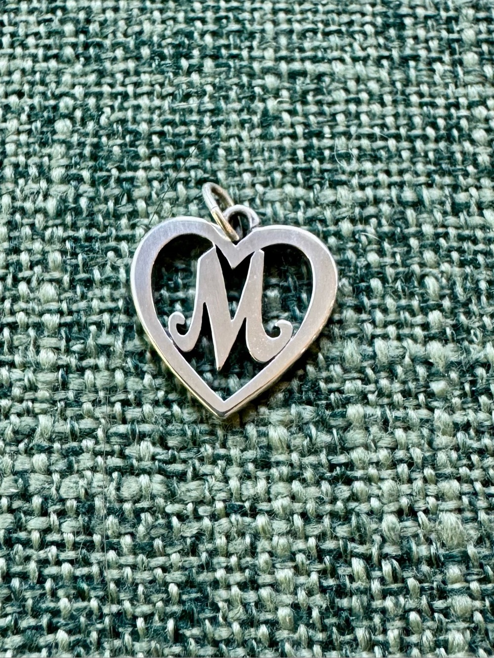 James Avery Sterling Silver Heart Script Initial Charm “M”